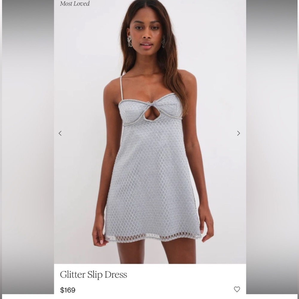 Elegant Glitter Slip Dress in Silver